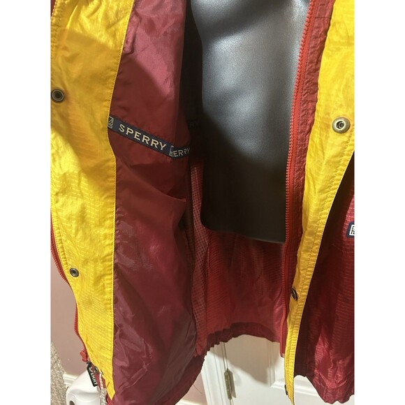 Sperry Top Sider Full Zip Jacket Mens Medium Hidden Hood Adjustable Bottom - Picture 5 of 11